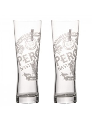 Peroni Nastro Azzurro 'Signature' Pint Beer Glasses 568ml set of 2