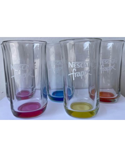 Nescafe Frappe Coloured Coffee Glasses 4 - Red, Blue, Green, Orange