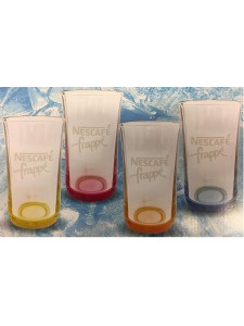 Nescafe Frappe Coloured Coffee Glasses 4 - Red, Blue, Green, Orange