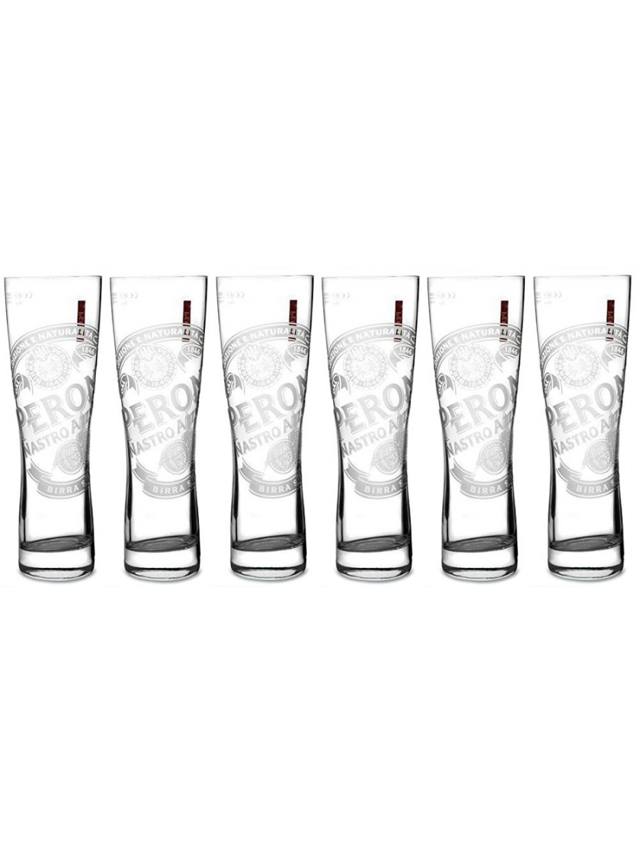 Peroni Nastro Azzurro 'Signature' Half Pint Beer Glasses 280ml set of 6